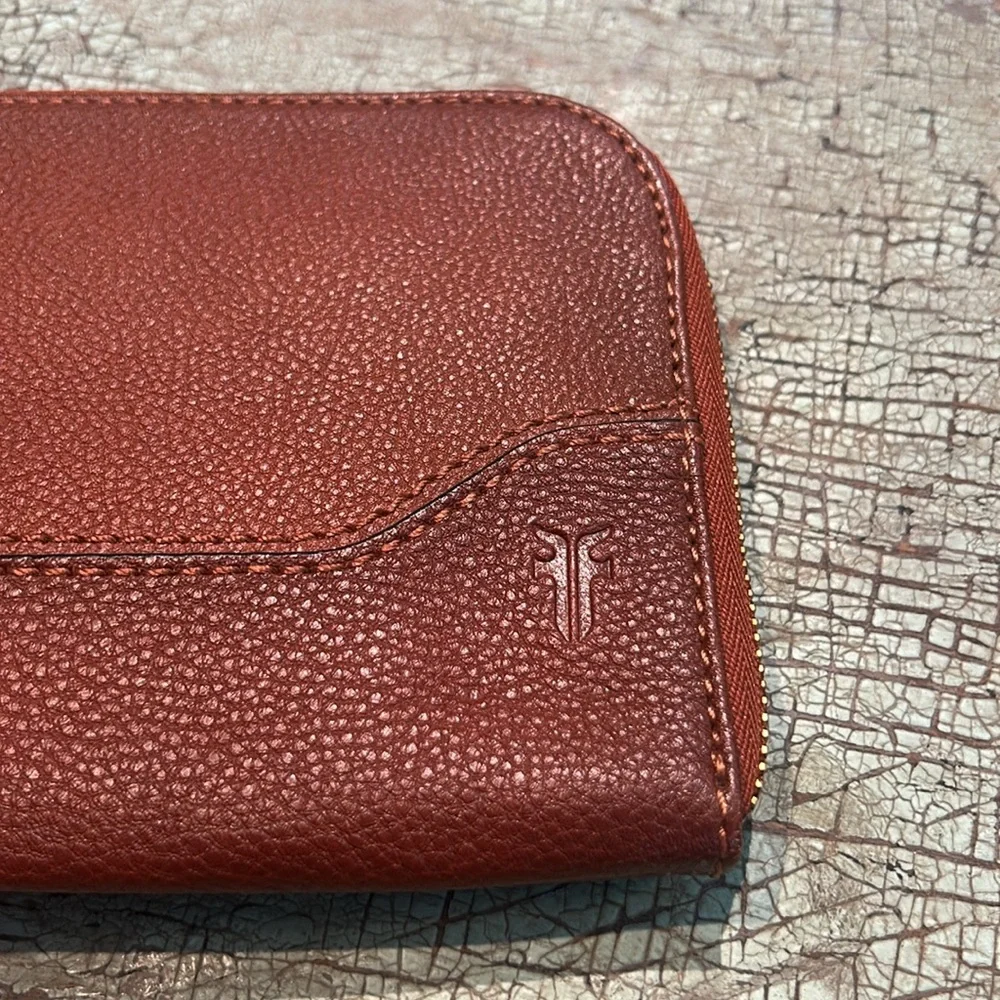 Frye Cognac Leather Wristlet Clutch